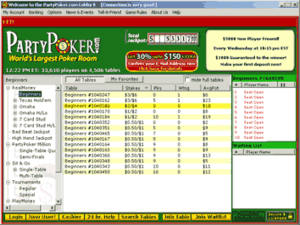 Party Poker Lobby